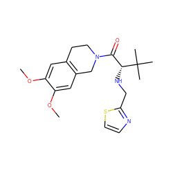 COc1cc2c(cc1OC)CN(C(=O)[C@@H](NCc1nccs1)C(C)(C)C)CC2 ZINC000036179570