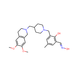 COc1cc2c(cc1OC)CN(CC1CCN(Cc3cc(C)cc(/C=N/O)c3O)CC1)CC2 ZINC001772638437