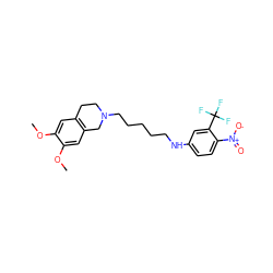 COc1cc2c(cc1OC)CN(CCCCCNc1ccc([N+](=O)[O-])c(C(F)(F)F)c1)CC2 ZINC001772624921