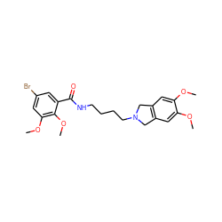 COc1cc2c(cc1OC)CN(CCCCNC(=O)c1cc(Br)cc(OC)c1OC)C2 ZINC000066078416