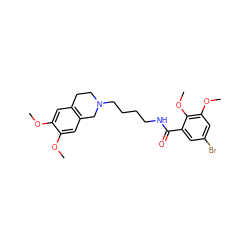 COc1cc2c(cc1OC)CN(CCCCNC(=O)c1cc(Br)cc(OC)c1OC)CC2 ZINC000013588503