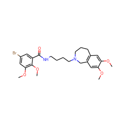 COc1cc2c(cc1OC)CN(CCCCNC(=O)c1cc(Br)cc(OC)c1OC)CCC2 ZINC000066066177