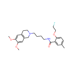 COc1cc2c(cc1OC)CN(CCCCNC(=O)c1cc(C)ccc1OCCF)CC2 ZINC000028656385