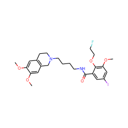 COc1cc2c(cc1OC)CN(CCCCNC(=O)c1cc(I)cc(OC)c1OCCF)CC2 ZINC000028656392