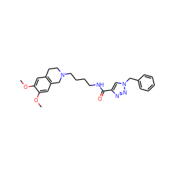 COc1cc2c(cc1OC)CN(CCCCNC(=O)c1cn(Cc3ccccc3)nn1)CC2 ZINC000169341131