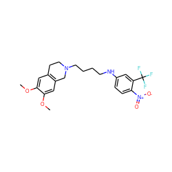 COc1cc2c(cc1OC)CN(CCCCNc1ccc([N+](=O)[O-])c(C(F)(F)F)c1)CC2 ZINC001772605511