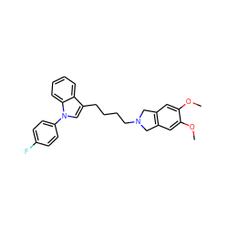 COc1cc2c(cc1OC)CN(CCCCc1cn(-c3ccc(F)cc3)c3ccccc13)C2 ZINC000653786079