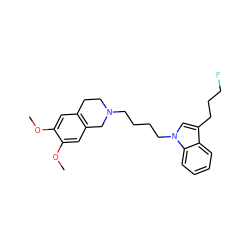 COc1cc2c(cc1OC)CN(CCCCn1cc(CCCF)c3ccccc31)CC2 ZINC000653787742