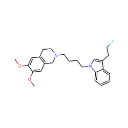 COc1cc2c(cc1OC)CN(CCCCn1cc(CCF)c3ccccc31)CC2 ZINC000653787767