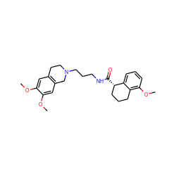 COc1cc2c(cc1OC)CN(CCCNC(=O)[C@H]1CCCc3c(OC)cccc31)CC2 ZINC000072120468