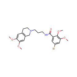 COc1cc2c(cc1OC)CN(CCCNC(=O)c1cc(Br)cc(OC)c1OC)CC2 ZINC000072105201