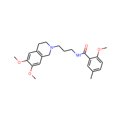 COc1cc2c(cc1OC)CN(CCCNC(=O)c1cc(C)ccc1OC)CC2 ZINC000072120009