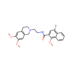 COc1cc2c(cc1OC)CN(CCNC(=O)c1cc(Br)c3ccccc3c1OC)CC2 ZINC000013588499