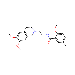 COc1cc2c(cc1OC)CN(CCNC(=O)c1cc(C)ccc1OC)CC2 ZINC000013588506