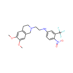 COc1cc2c(cc1OC)CN(CCNc1ccc([N+](=O)[O-])c(C(F)(F)F)c1)CC2 ZINC001772620687