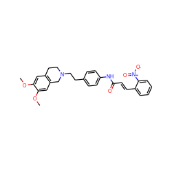 COc1cc2c(cc1OC)CN(CCc1ccc(NC(=O)/C=C/c3ccccc3[N+](=O)[O-])cc1)CC2 ZINC000040914800