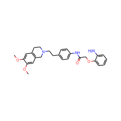 COc1cc2c(cc1OC)CN(CCc1ccc(NC(=O)COc3ccccc3N)cc1)CC2 ZINC000040409130