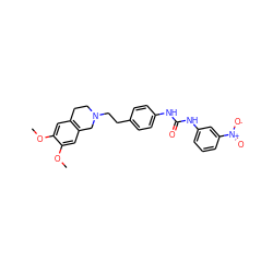 COc1cc2c(cc1OC)CN(CCc1ccc(NC(=O)Nc3cccc([N+](=O)[O-])c3)cc1)CC2 ZINC000040913974