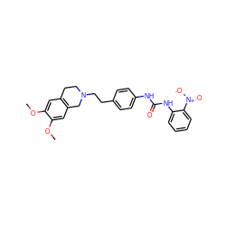 COc1cc2c(cc1OC)CN(CCc1ccc(NC(=O)Nc3ccccc3[N+](=O)[O-])cc1)CC2 ZINC000040898261