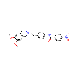 COc1cc2c(cc1OC)CN(CCc1ccc(NC(=O)c3ccc([N+](=O)[O-])cc3)cc1)CC2 ZINC000029062347