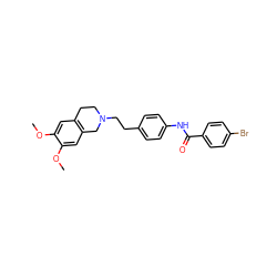 COc1cc2c(cc1OC)CN(CCc1ccc(NC(=O)c3ccc(Br)cc3)cc1)CC2 ZINC000029063721