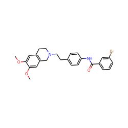 COc1cc2c(cc1OC)CN(CCc1ccc(NC(=O)c3cccc(Br)c3)cc1)CC2 ZINC000029063866