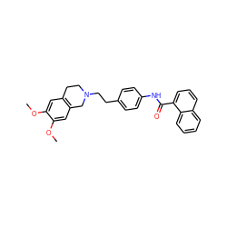 COc1cc2c(cc1OC)CN(CCc1ccc(NC(=O)c3cccc4ccccc34)cc1)CC2 ZINC000029063557