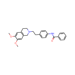 COc1cc2c(cc1OC)CN(CCc1ccc(NC(=O)c3ccccc3)cc1)CC2 ZINC000040893400