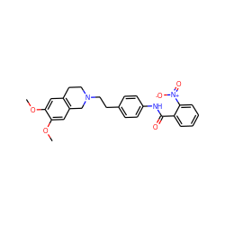 COc1cc2c(cc1OC)CN(CCc1ccc(NC(=O)c3ccccc3[N+](=O)[O-])cc1)CC2 ZINC000029062769