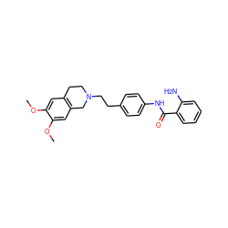 COc1cc2c(cc1OC)CN(CCc1ccc(NC(=O)c3ccccc3N)cc1)CC2 ZINC000029062538