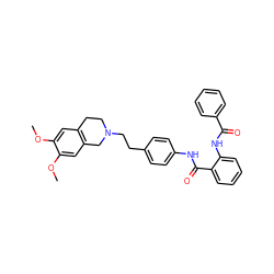 COc1cc2c(cc1OC)CN(CCc1ccc(NC(=O)c3ccccc3NC(=O)c3ccccc3)cc1)CC2 ZINC000027657794