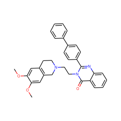 COc1cc2c(cc1OC)CN(CCn1c(-c3ccc(-c4ccccc4)cc3)nc3ccccc3c1=O)CC2 ZINC000013438292