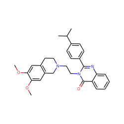 COc1cc2c(cc1OC)CN(CCn1c(-c3ccc(C(C)C)cc3)nc3ccccc3c1=O)CC2 ZINC000013438276