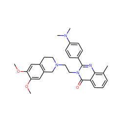 COc1cc2c(cc1OC)CN(CCn1c(-c3ccc(N(C)C)cc3)nc3c(C)cccc3c1=O)CC2 ZINC000013438313