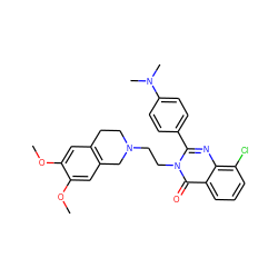 COc1cc2c(cc1OC)CN(CCn1c(-c3ccc(N(C)C)cc3)nc3c(Cl)cccc3c1=O)CC2 ZINC000013438310