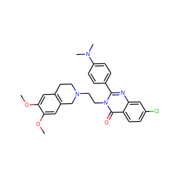 COc1cc2c(cc1OC)CN(CCn1c(-c3ccc(N(C)C)cc3)nc3cc(Cl)ccc3c1=O)CC2 ZINC000013438307