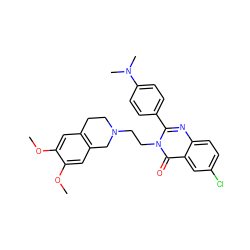 COc1cc2c(cc1OC)CN(CCn1c(-c3ccc(N(C)C)cc3)nc3ccc(Cl)cc3c1=O)CC2 ZINC000013438302