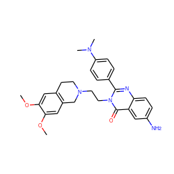 COc1cc2c(cc1OC)CN(CCn1c(-c3ccc(N(C)C)cc3)nc3ccc(N)cc3c1=O)CC2 ZINC000013438329