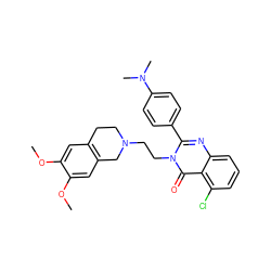 COc1cc2c(cc1OC)CN(CCn1c(-c3ccc(N(C)C)cc3)nc3cccc(Cl)c3c1=O)CC2 ZINC000013438299