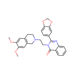 COc1cc2c(cc1OC)CN(CCn1c(-c3ccc4c(c3)OCO4)nc3ccccc3c1=O)CC2 ZINC000013438285