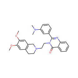 COc1cc2c(cc1OC)CN(CCn1c(-c3cccc(N(C)C)c3)nc3ccccc3c1=O)CC2 ZINC000013438273