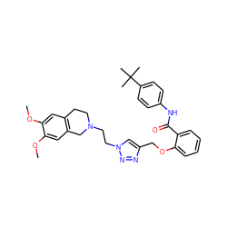 COc1cc2c(cc1OC)CN(CCn1cc(COc3ccccc3C(=O)Nc3ccc(C(C)(C)C)cc3)nn1)CC2 ZINC001772644604