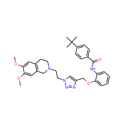 COc1cc2c(cc1OC)CN(CCn1cc(COc3ccccc3NC(=O)c3ccc(C(C)(C)C)cc3)nn1)CC2 ZINC000299841323