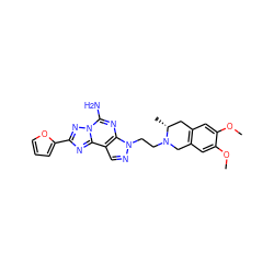 COc1cc2c(cc1OC)CN(CCn1ncc3c1nc(N)n1nc(-c4ccco4)nc31)[C@H](C)C2 ZINC000038461399