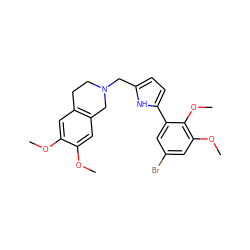 COc1cc2c(cc1OC)CN(Cc1ccc(-c3cc(Br)cc(OC)c3OC)[nH]1)CC2 ZINC000013476304