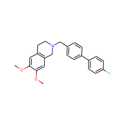 COc1cc2c(cc1OC)CN(Cc1ccc(-c3ccc(F)cc3)cc1)CC2 ZINC000299840381