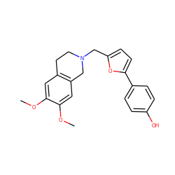 COc1cc2c(cc1OC)CN(Cc1ccc(-c3ccc(O)cc3)o1)CC2 ZINC000299821217