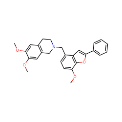 COc1cc2c(cc1OC)CN(Cc1ccc(OC)c3oc(-c4ccccc4)cc13)CC2 ZINC000013983081