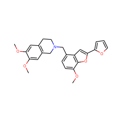 COc1cc2c(cc1OC)CN(Cc1ccc(OC)c3oc(-c4ccco4)cc13)CC2 ZINC000028877931