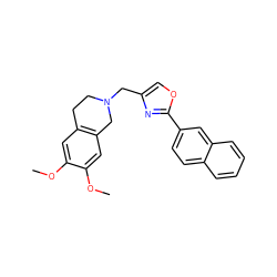 COc1cc2c(cc1OC)CN(Cc1coc(-c3ccc4ccccc4c3)n1)CC2 ZINC000095591165